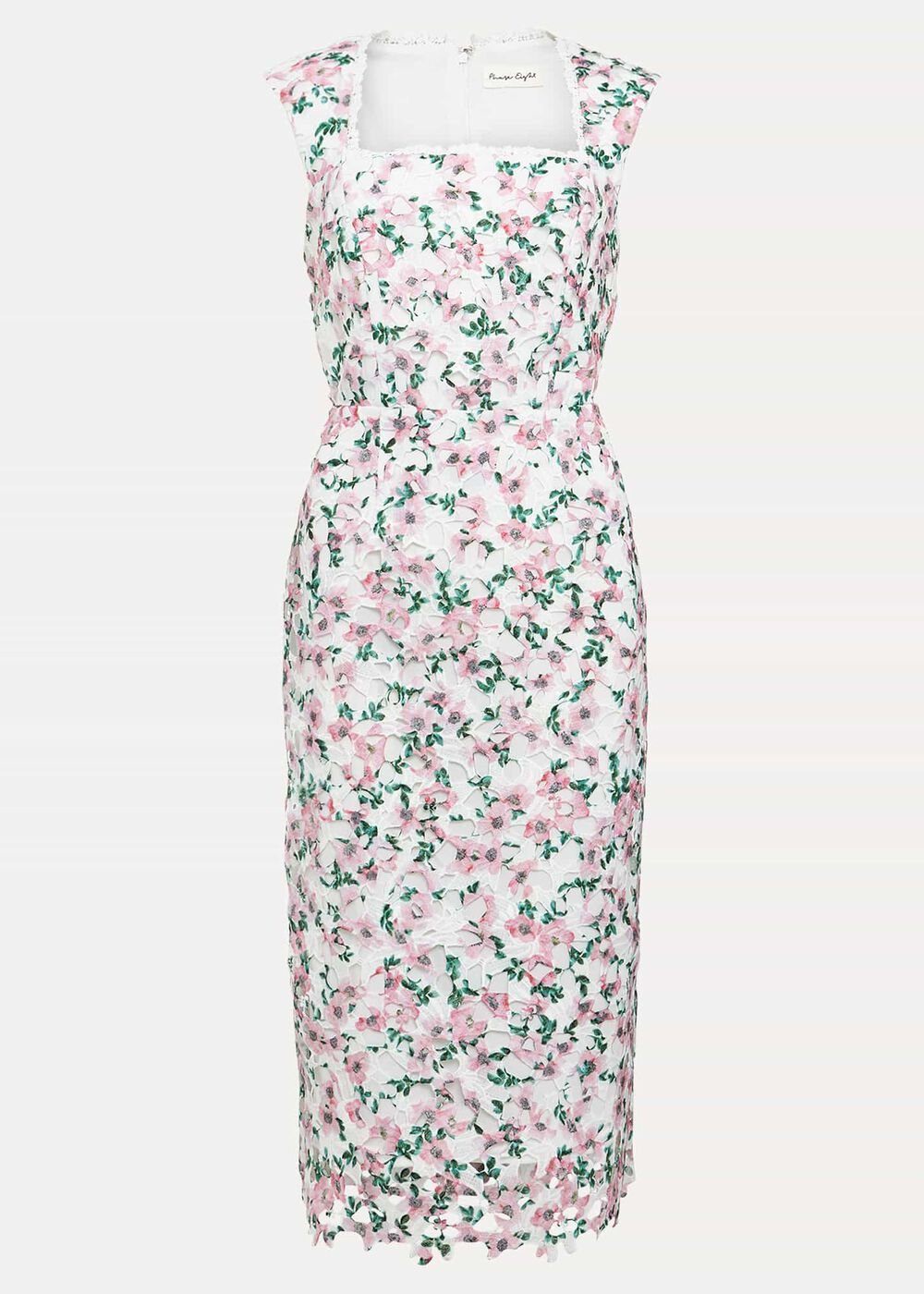 Diana Floral Lace Midi Dress Multi-Coloured