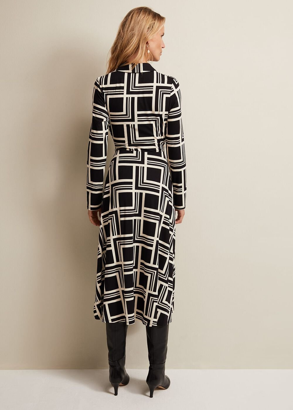 April Geo Midi Dress Black/Multi