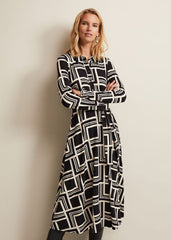 April Geo Midi Dress Black/Multi