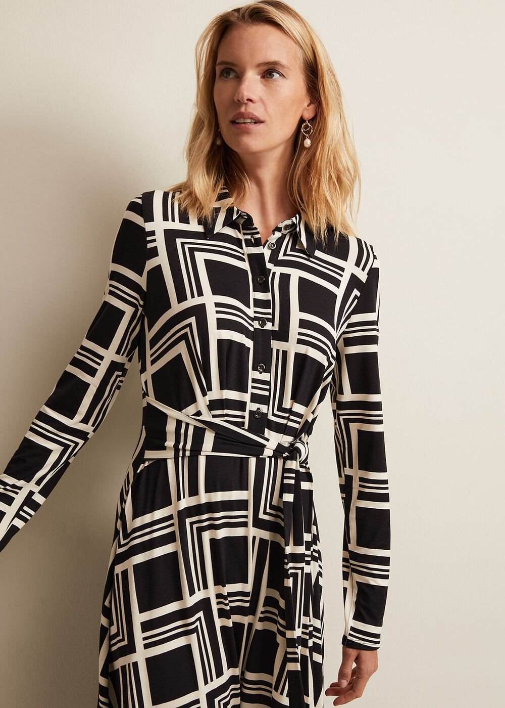 April Geo Midi Dress Black/Multi