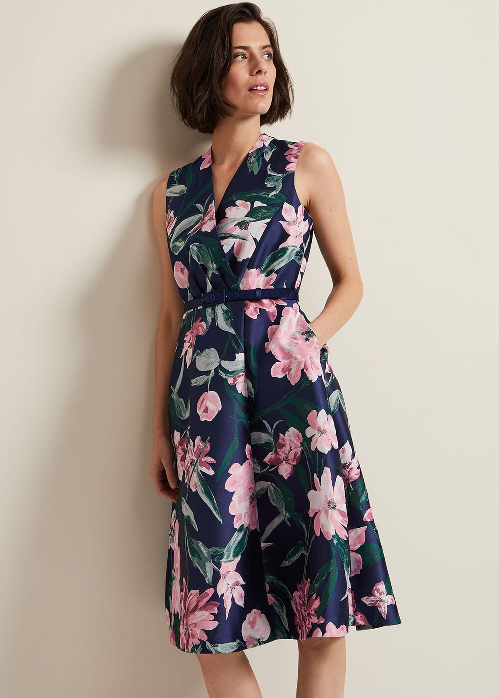 Salina Floral Jacquard Dress Multi-Coloured
