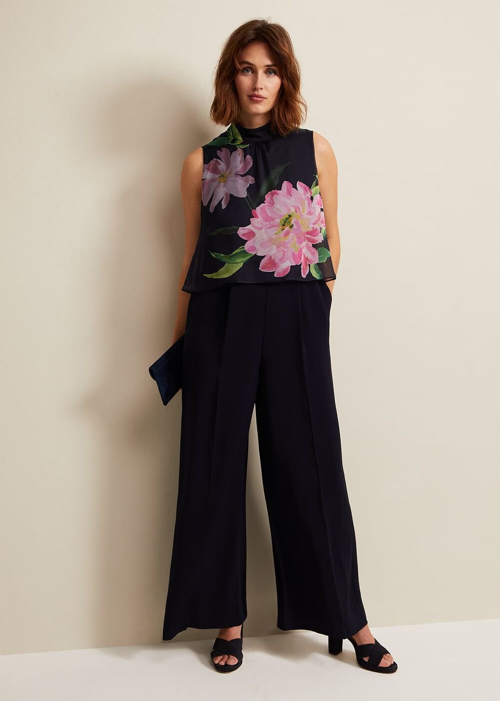 Agnes Floral Overlay Jumpsuit Navy