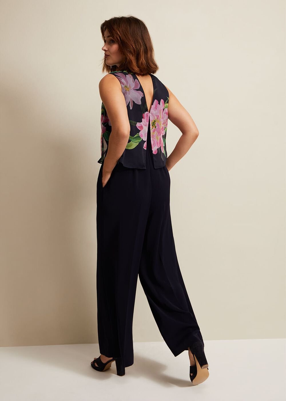 Agnes Floral Overlay Jumpsuit Navy