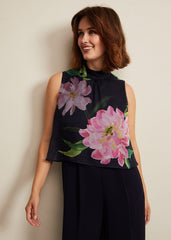 Agnes Floral Overlay Jumpsuit Navy