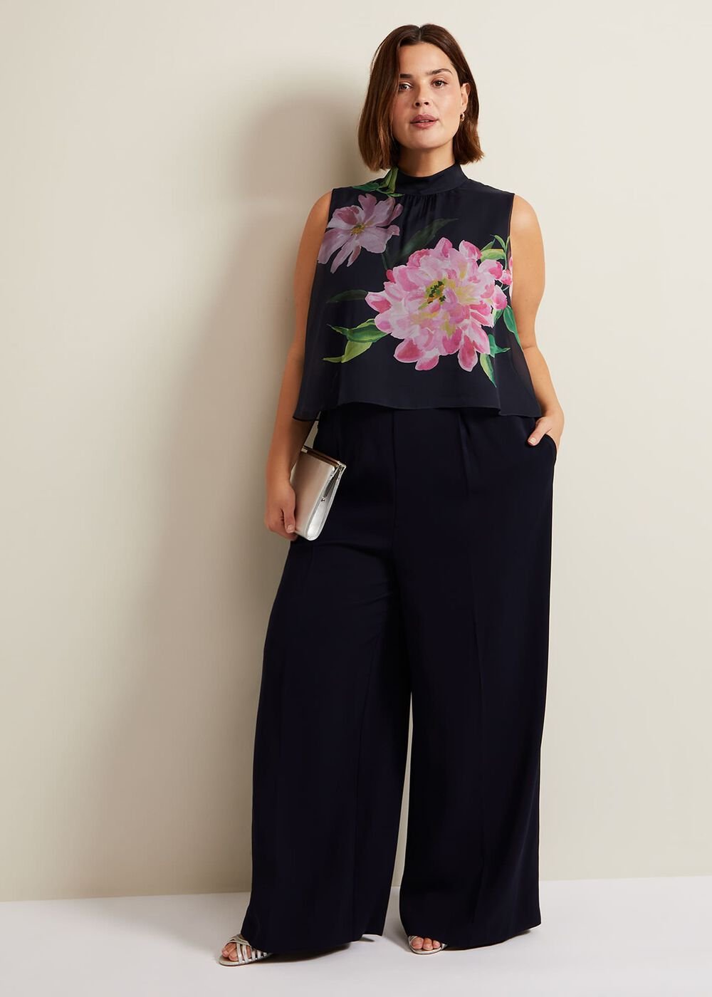 Agnes Floral Overlay Jumpsuit Navy