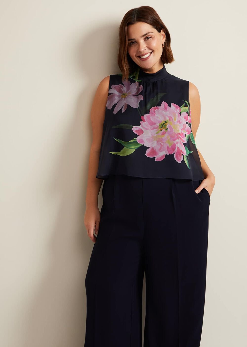 Agnes Floral Overlay Jumpsuit Navy
