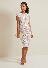 Petite Karima Tapework Midi Dress Pale Pink