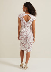 Petite Karima Tapework Midi Dress Pale Pink