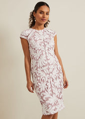 Petite Karima Tapework Midi Dress Pale Pink