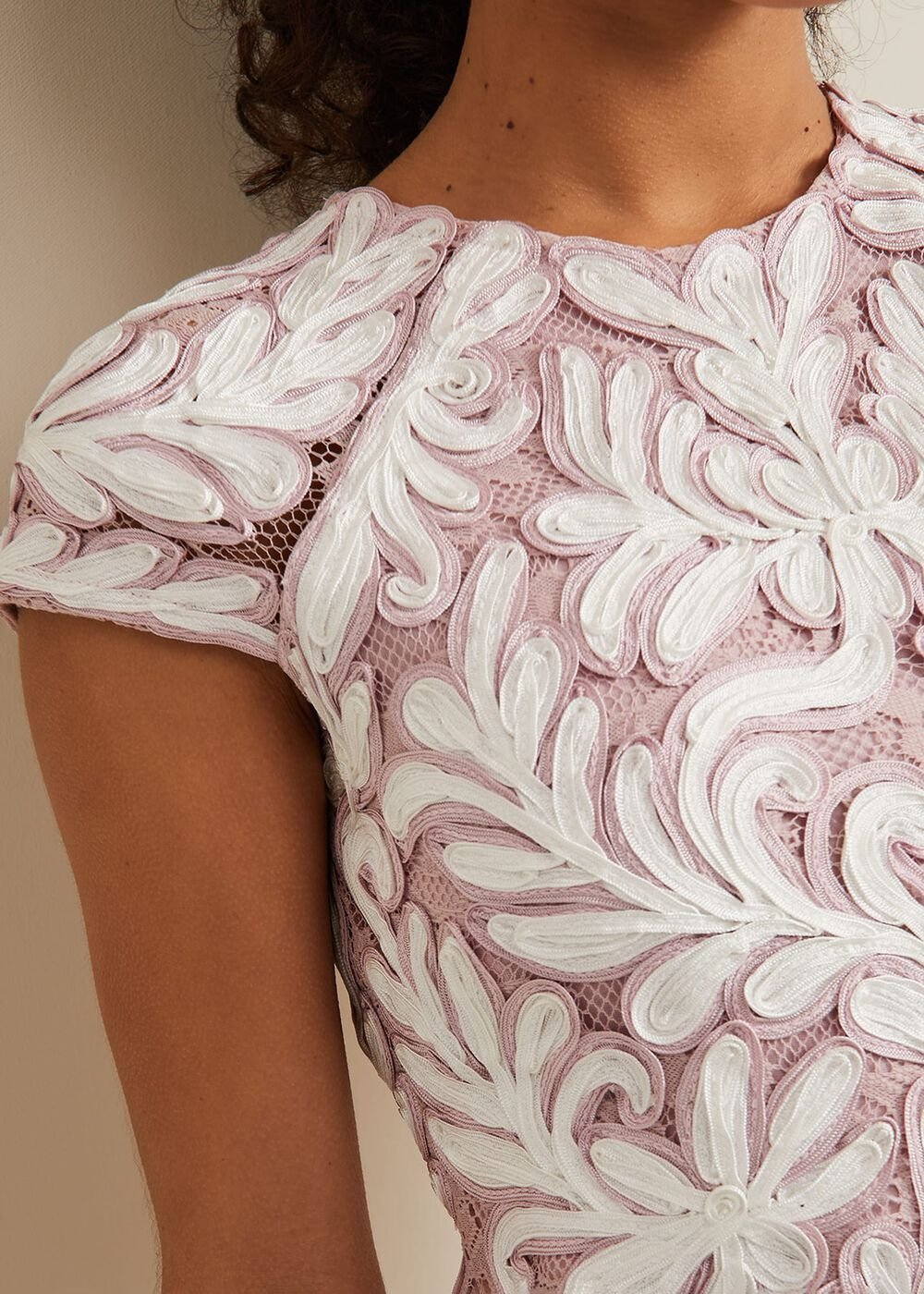 Petite Karima Tapework Midi Dress Pale Pink