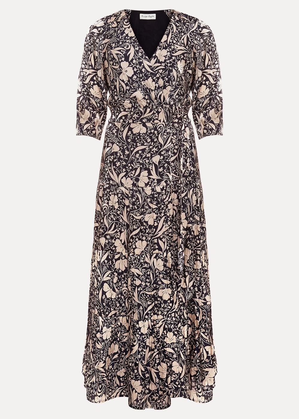Kezia Satin Floral Wrap Dress Multi-Coloured