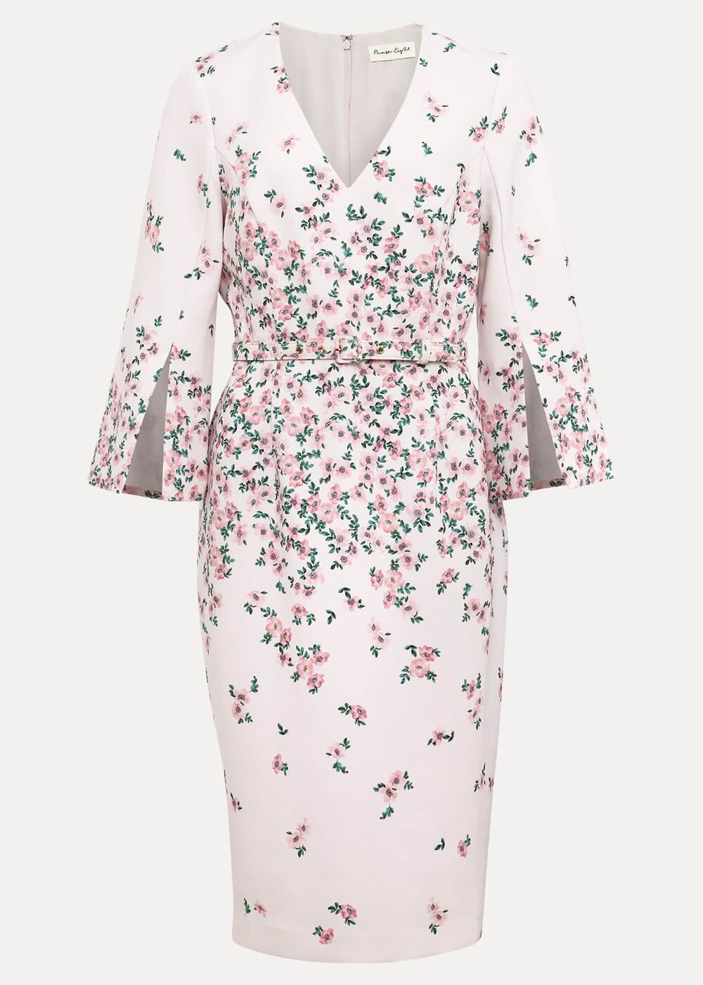 Giovanna Floral Belted Split Sleeve Dress Multi-Coloured