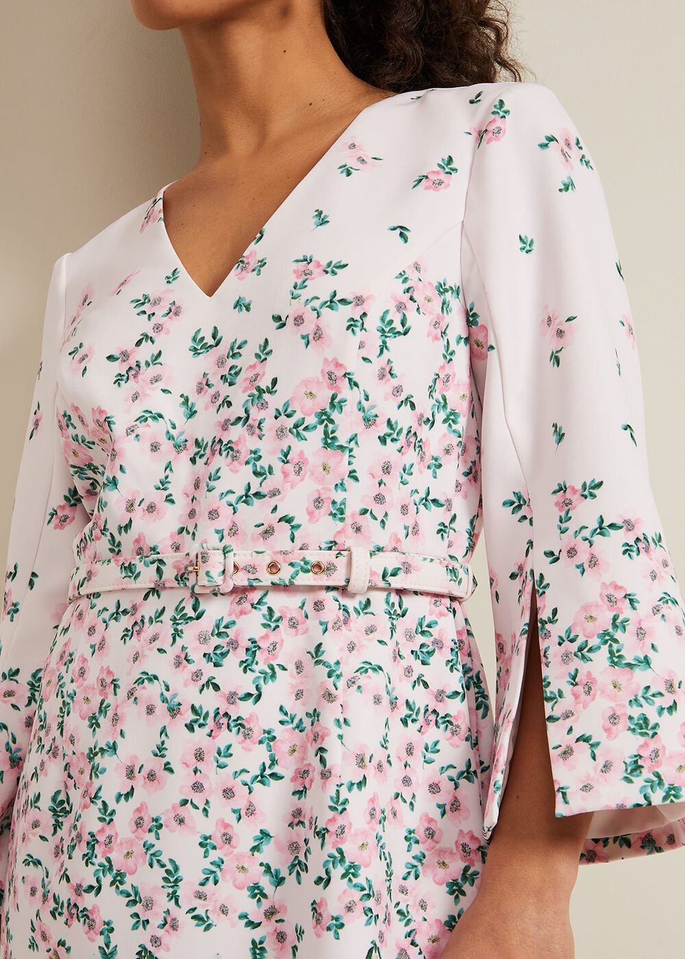 Petite Giovanna Floral Belted Dress Multi-Coloured