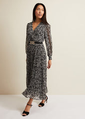 Ayana Spot Pleat Midaxi Dress Multi-Coloured