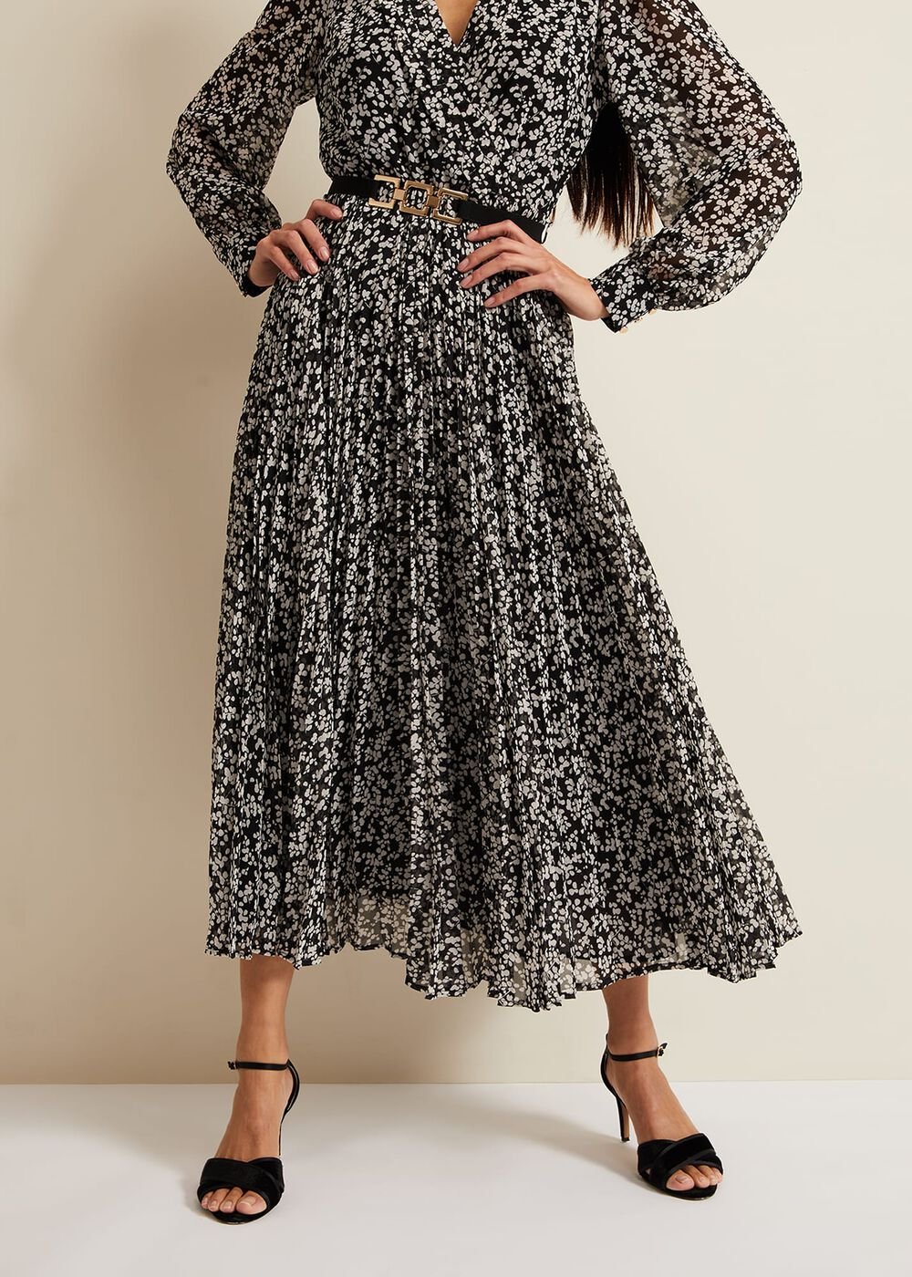 Ayana Spot Pleat Midaxi Dress Multi-Coloured