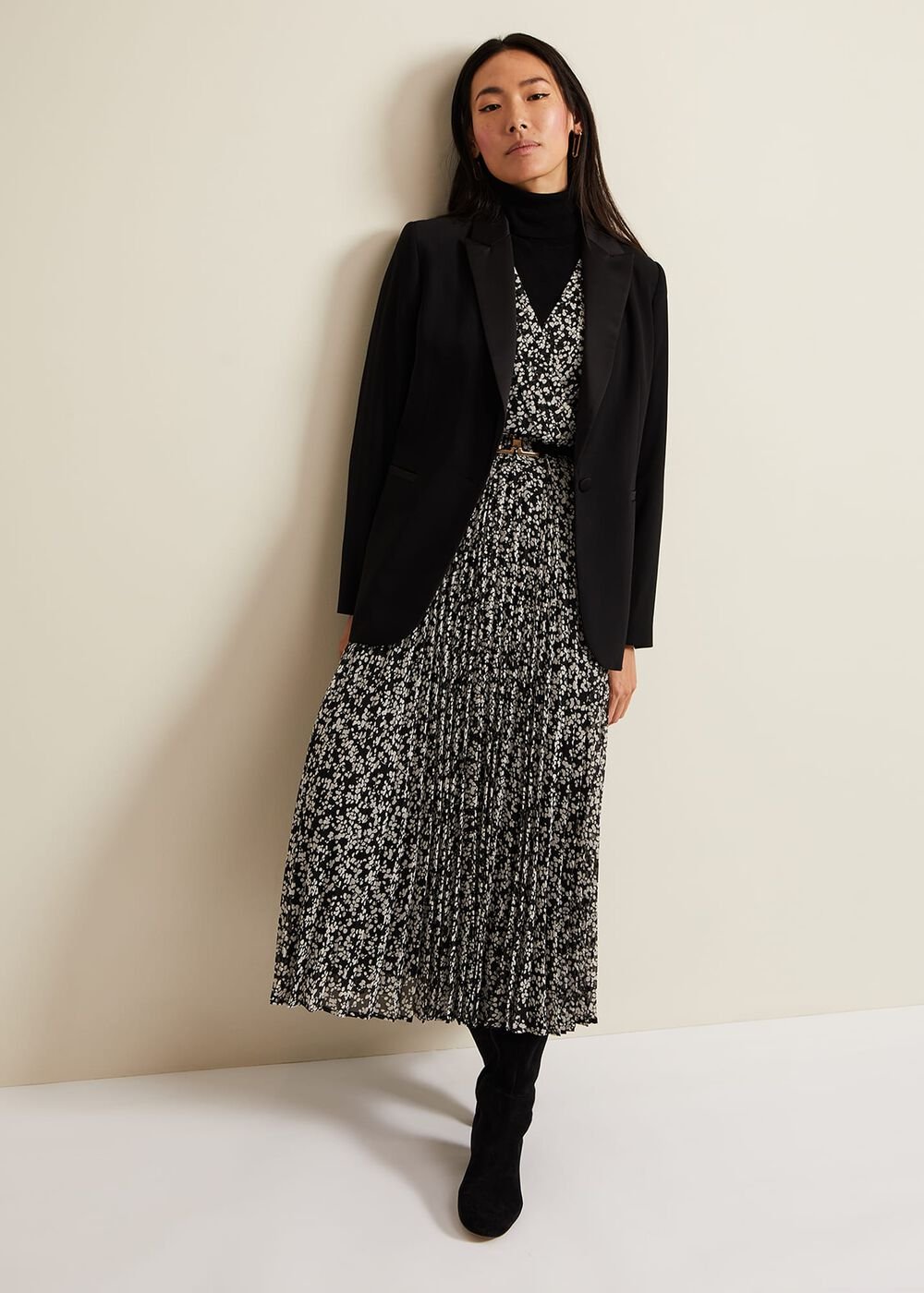 Ayana Spot Pleat Midaxi Dress Multi-Coloured