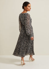 Petite Ayana Spot Pleat Midaxi Dress Multi-Coloured