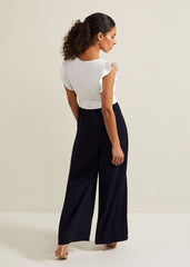 Petite Ayla Ruffle Colourblock Jumpsuit Navy/Ivory