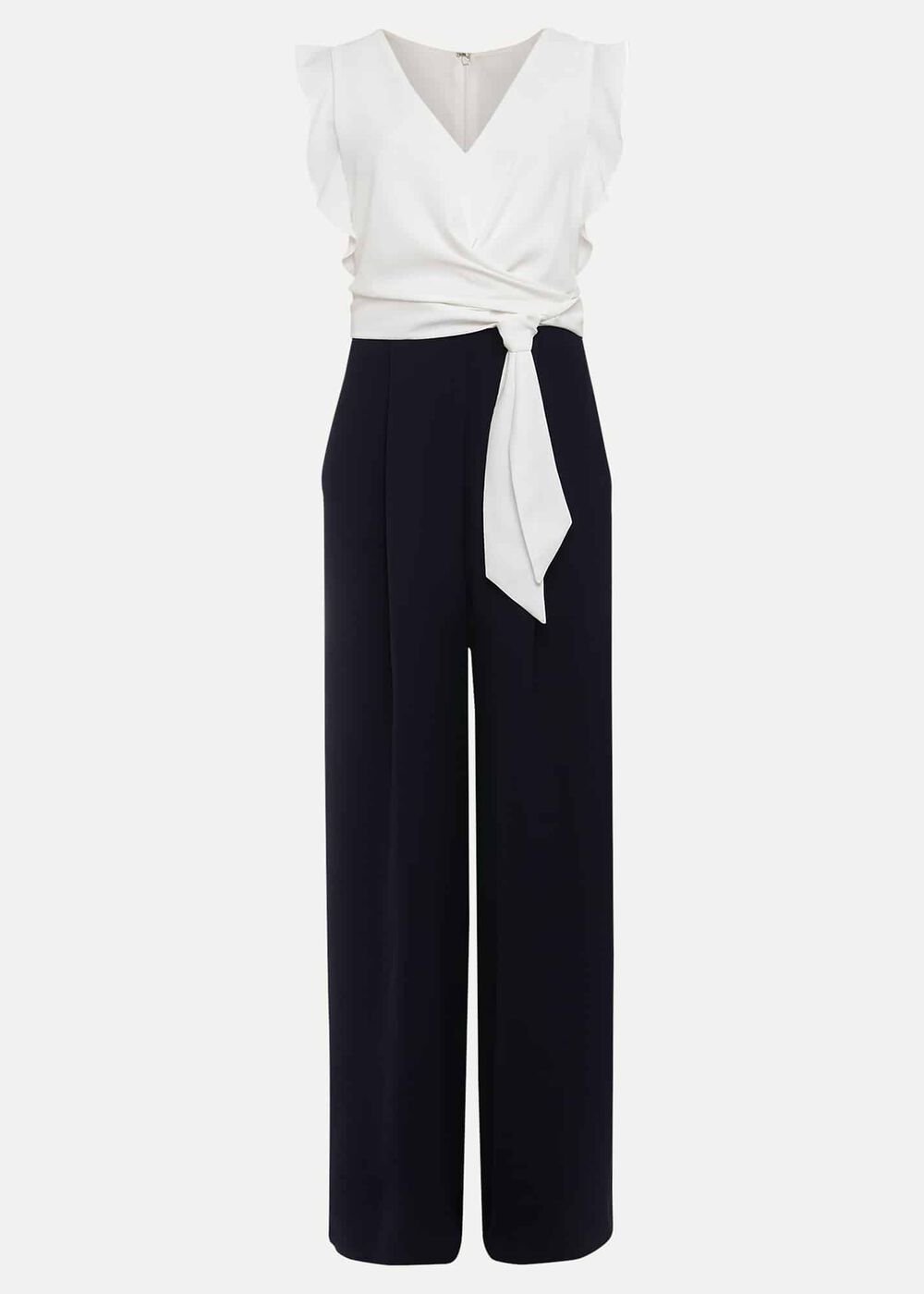 Petite Ayla Ruffle Colourblock Jumpsuit Navy/Ivory