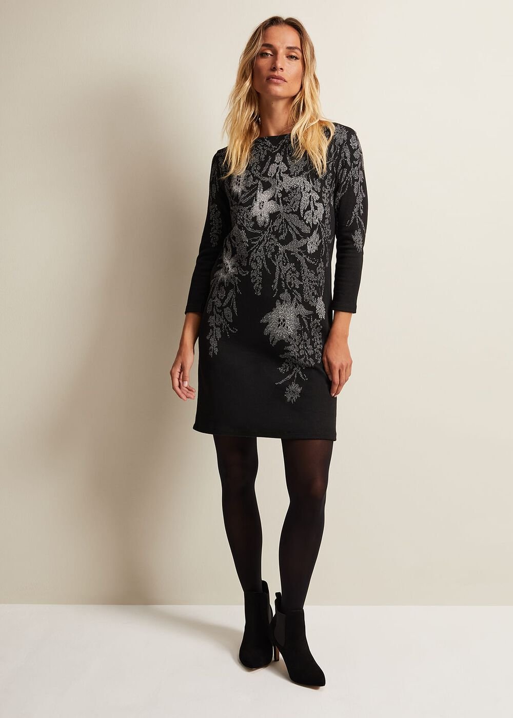 Loreina Floral Tunic Dress Black