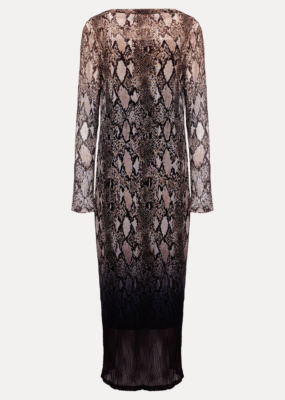 Alix Ombre Snake Midi Mesh Dress Brown