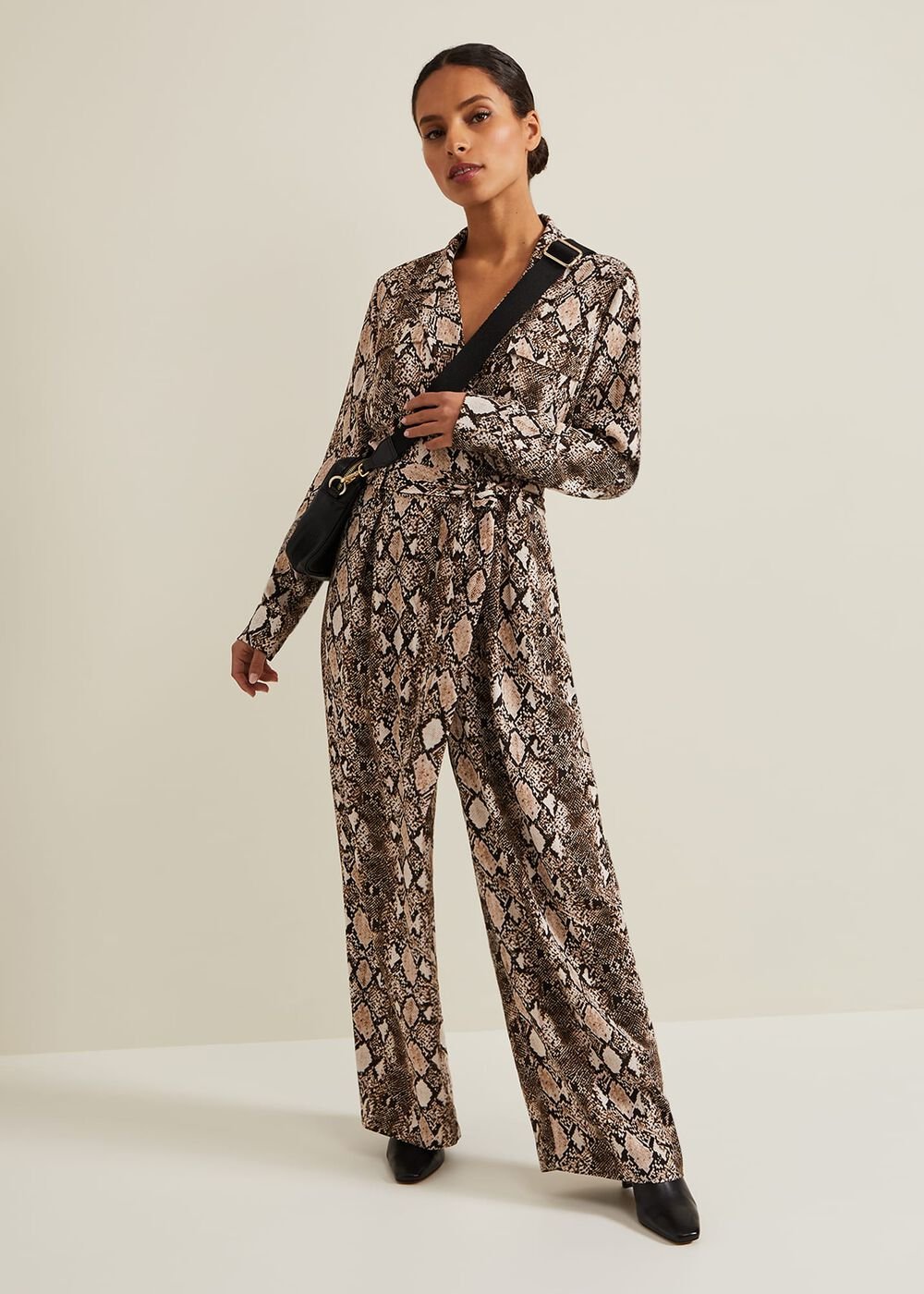 Petite Snake Constance Jumpsuit Brown