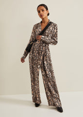 Petite Snake Constance Jumpsuit Brown