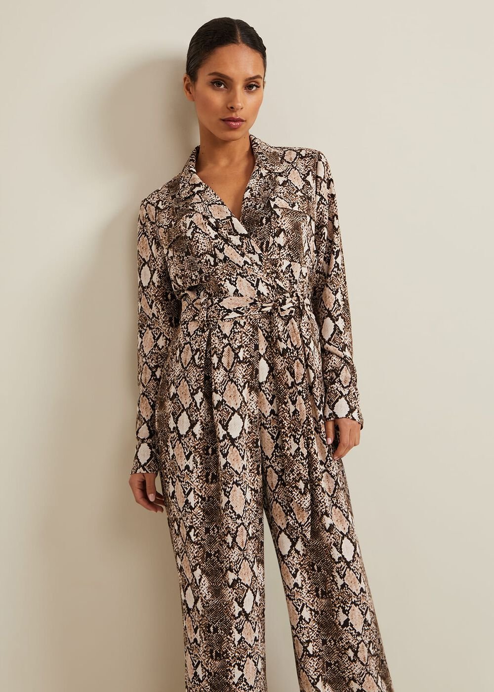 Petite Snake Constance Jumpsuit Brown