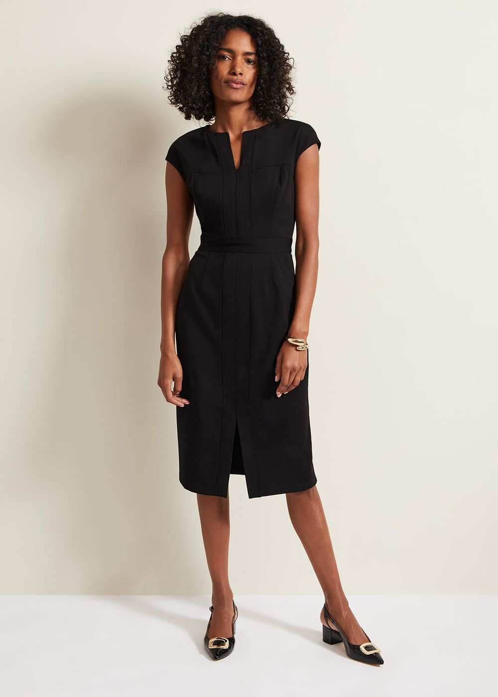 Karmie Black Ponte Bodycon Midi Dress Black