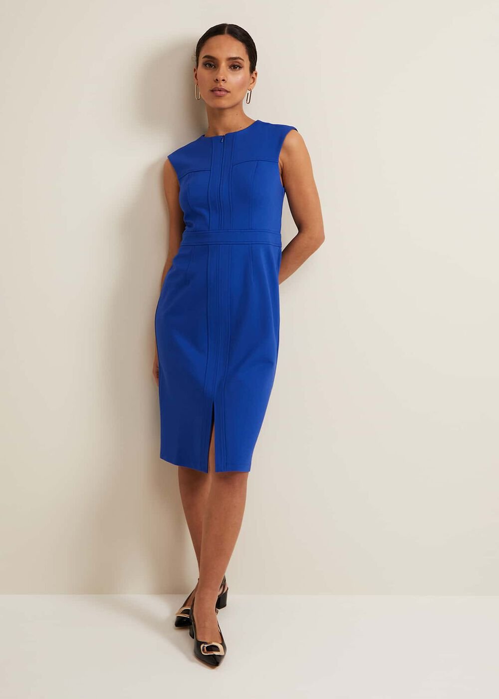 Karmie Ponte Fitted Pencil Dress Petite Blue