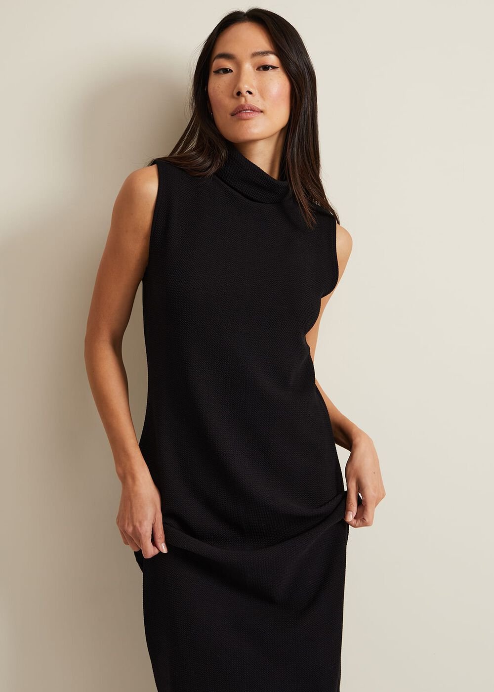 Jessica Black Jersey Bodycon Midi Dress Black