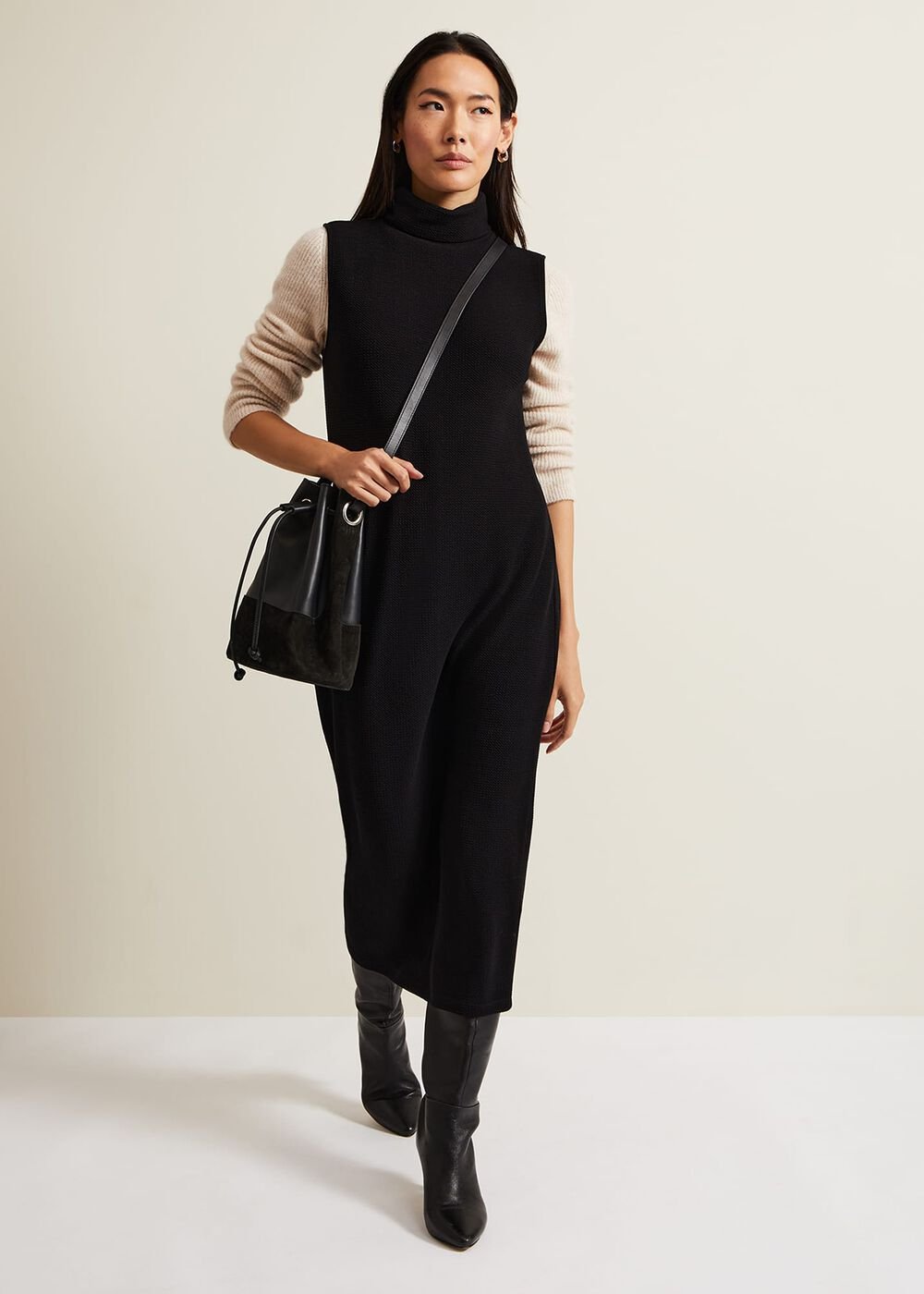 Jessica Black Jersey Bodycon Midi Dress Black