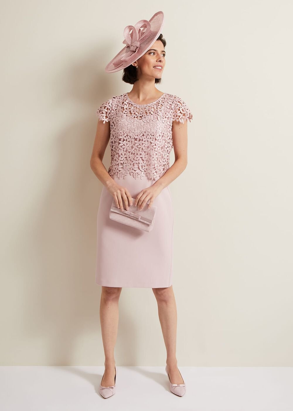 Daisy Lace Midi Dress Pale Pink