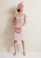Daisy Lace Midi Dress Pale Pink