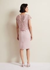 Daisy Lace Midi Dress Pale Pink
