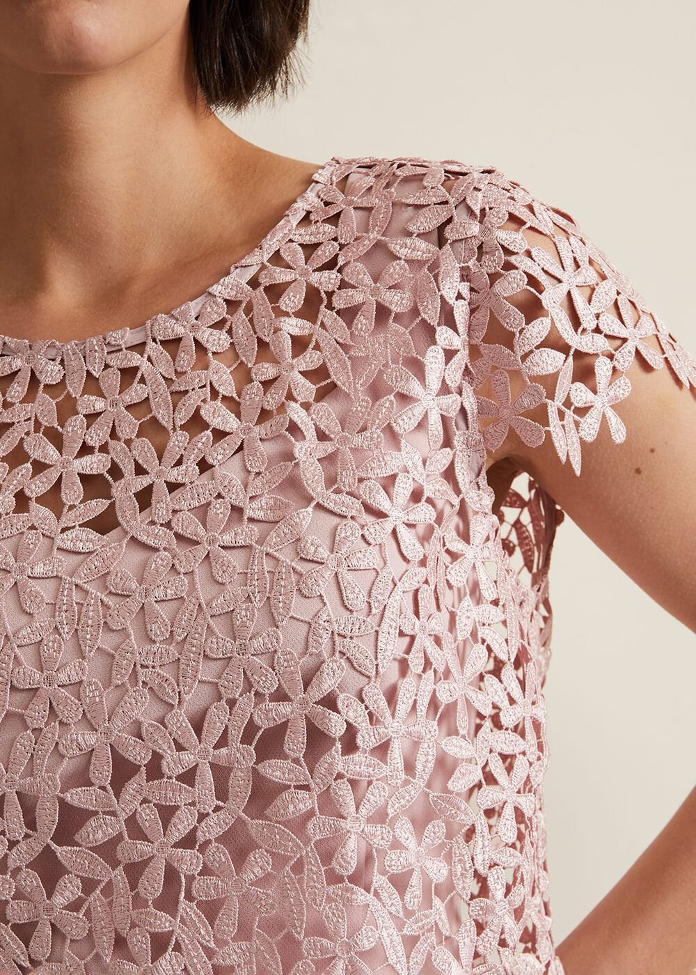 Daisy Lace Midi Dress Pale Pink