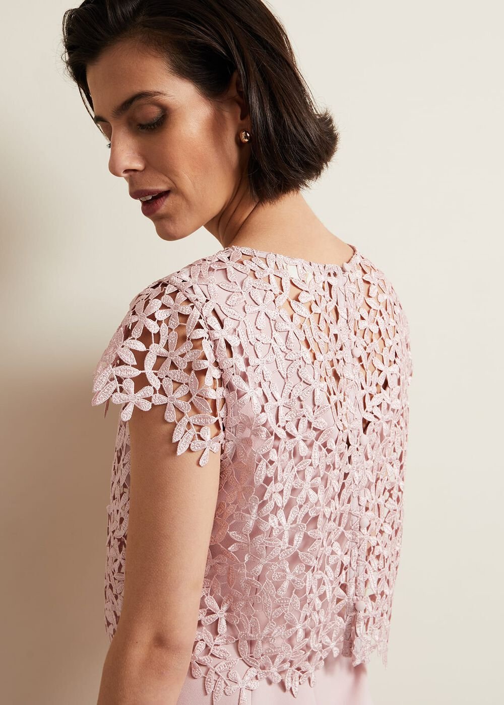Daisy Lace Midi Dress Pale Pink