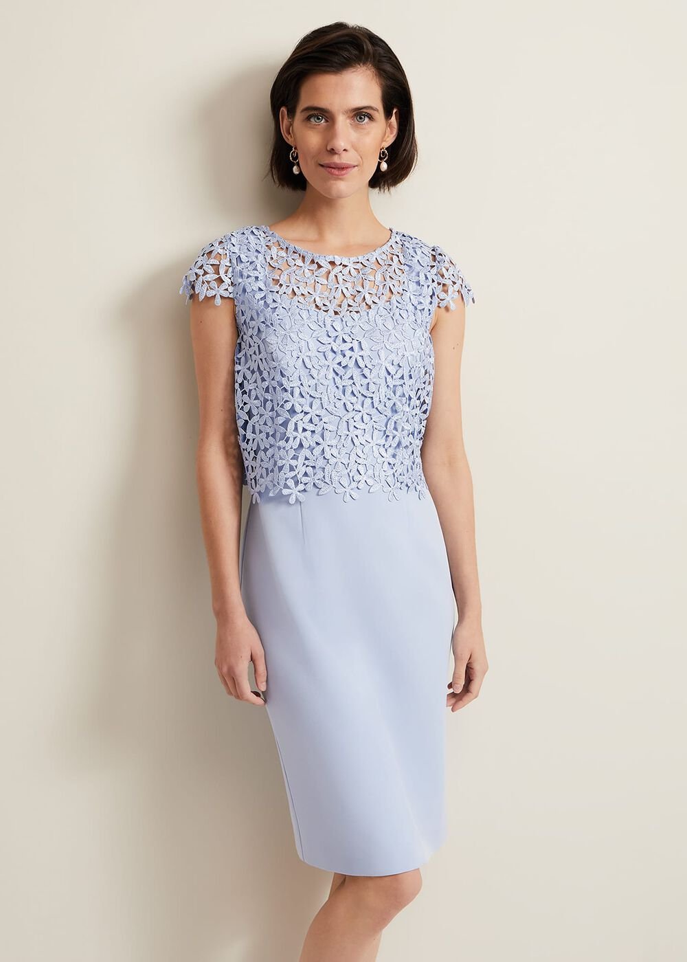 Daisy Lace Double Layer Dress Pale Blue
