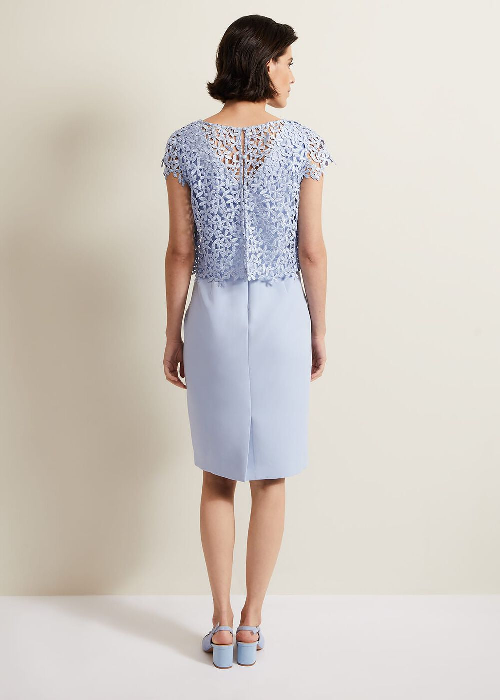 Daisy Lace Double Layer Dress Pale Blue
