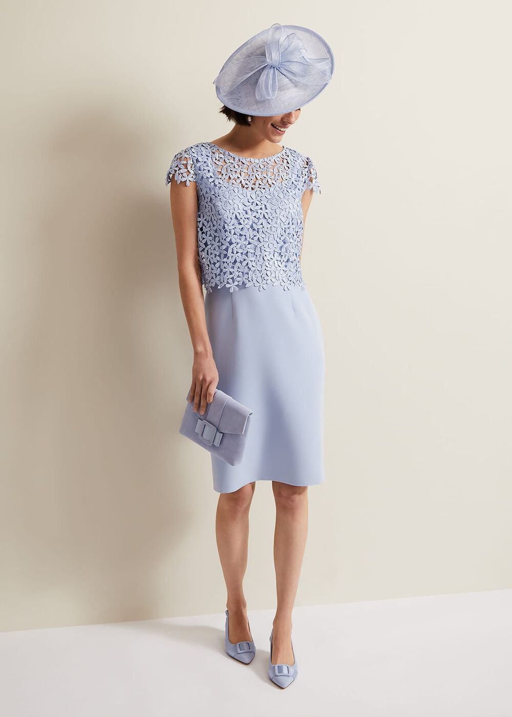 Daisy Lace Double Layer Dress Pale Blue