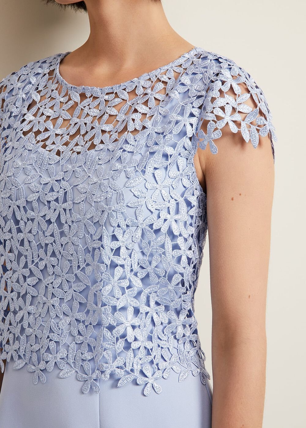 Daisy Lace Double Layer Dress Pale Blue