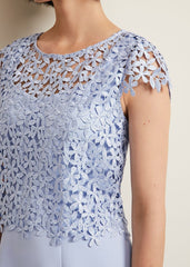 Daisy Lace Double Layer Dress Pale Blue