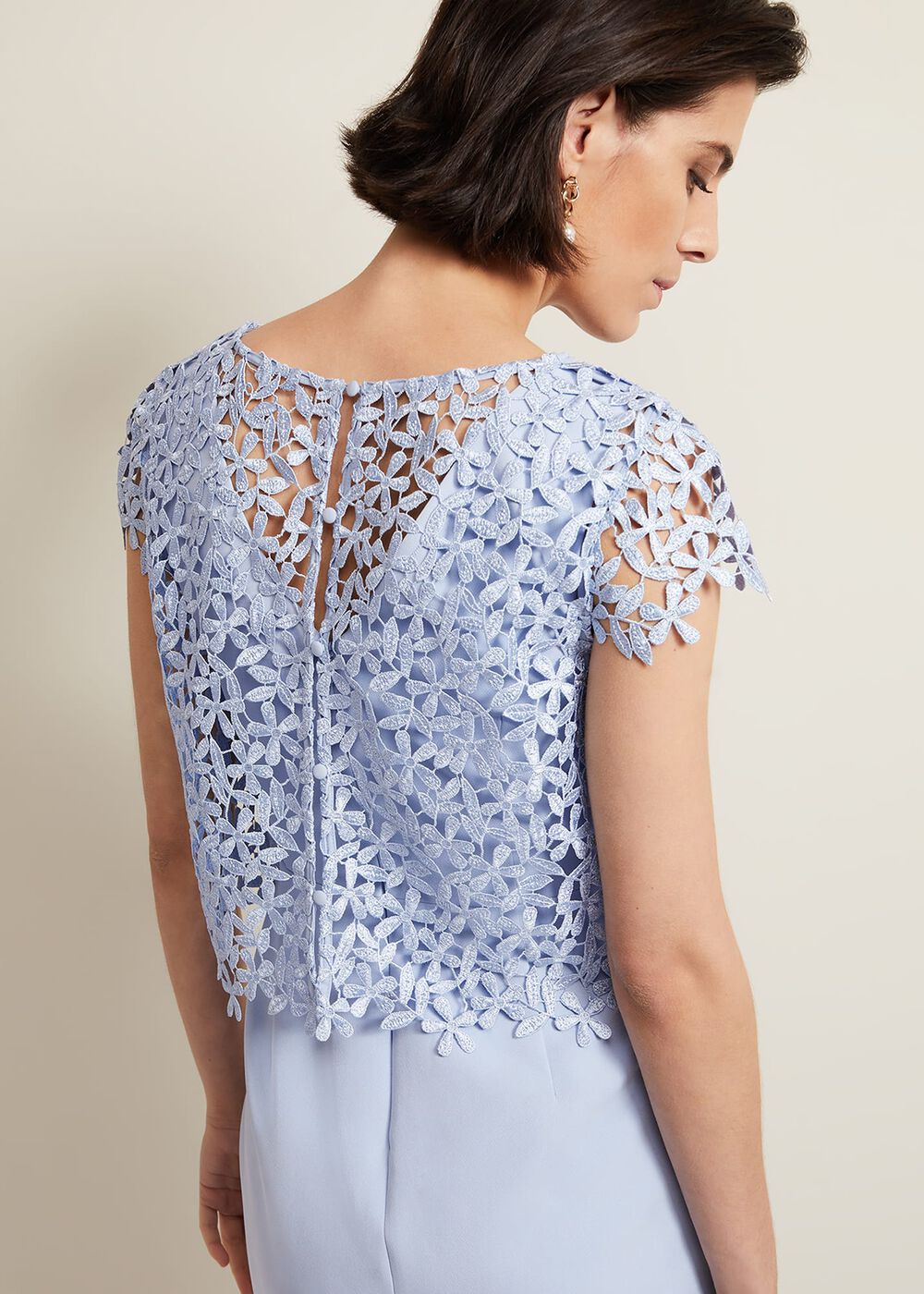 Daisy Lace Double Layer Dress Pale Blue