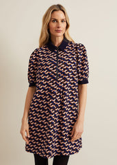 Candice Geo Printed Dress Navy