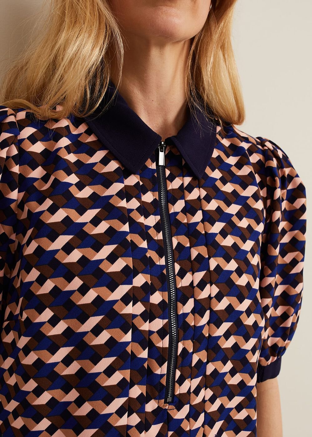 Candice Geo Printed Dress Navy