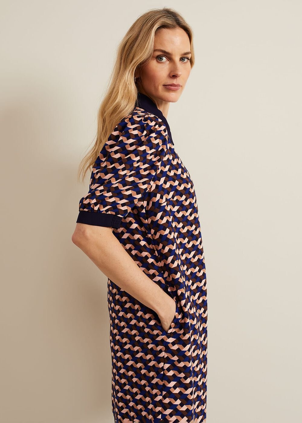 Candice Geo Printed Dress Navy