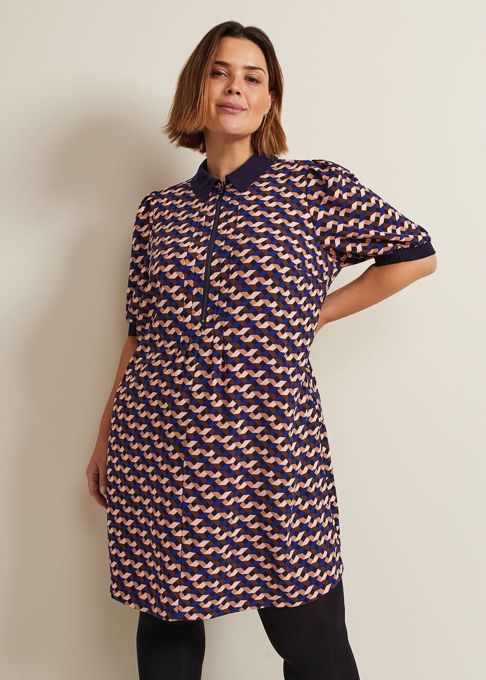 Candice Geo Printed Dress Navy