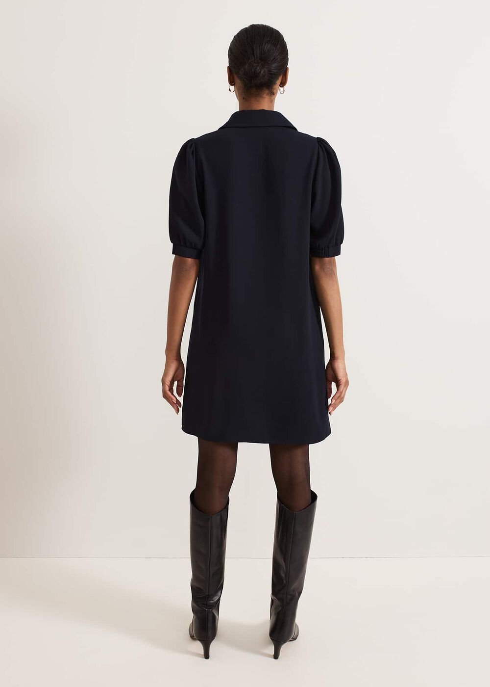 Claudia Button Swing Mini Dress Navy