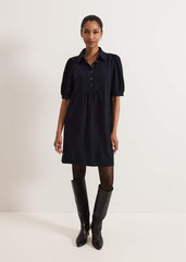 Claudia Button Swing Mini Dress Navy