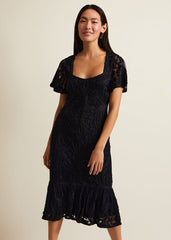 Matilda Tapework Midi Dress Navy